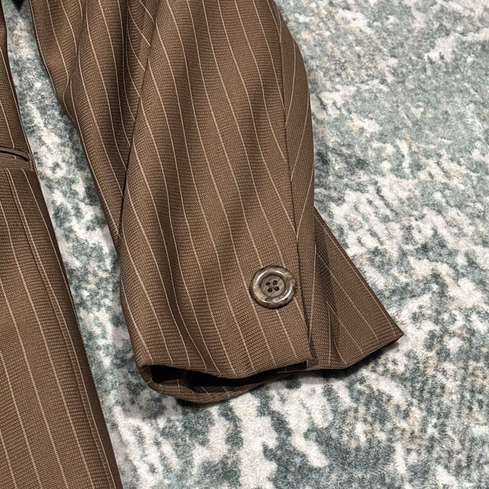Vintage Fox Brothers Suit Brown Pinstripe Double Breasted Gangster Look - Picture 9 of 16